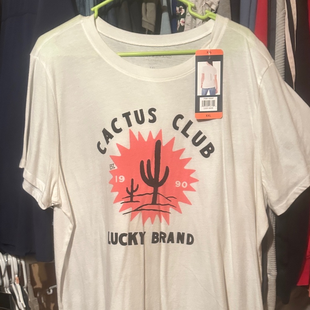 Lucky Brand White Cactus Graphic Tee